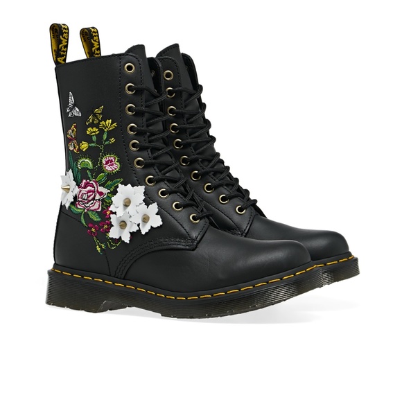 Dr. Martens Women's 1490 Floral Bloom Leather Vonda Butterfly Mid-Calf Boots - Picture 13 of 13